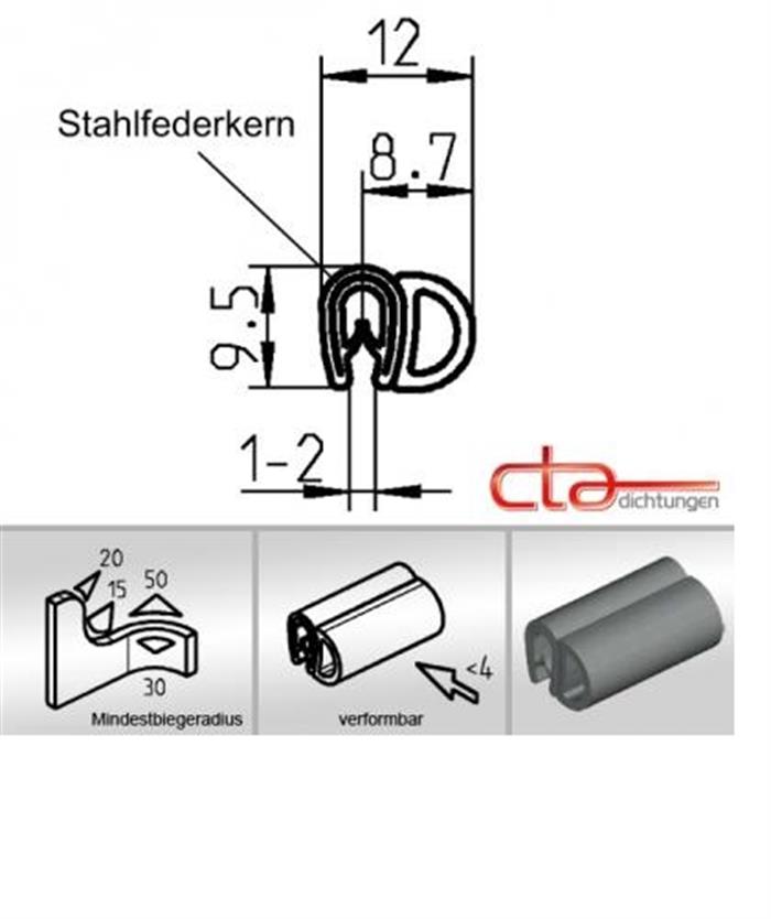 Dichtprofil, Kofferraumdichtung, Kantenschutz, Dichtung, Türdichtung, EPDM- Moosgummi