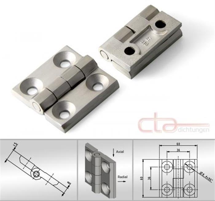 Scharnier Anschraubscharnier Edelstahl Türband 1C56-U13-PH - CTA Dichtungen  - Velbert
